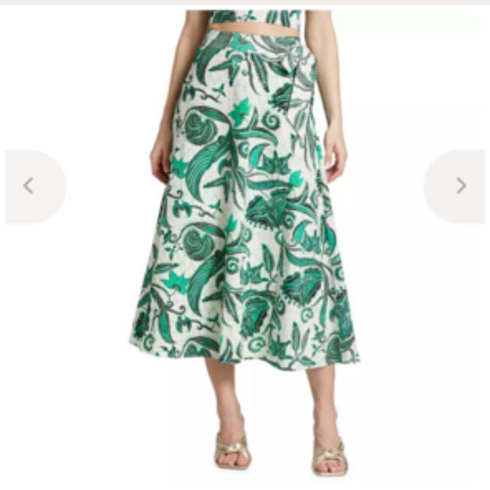 Love the Label Elyna Cotton Wrap Maxi Skirt Sasha Emerald Print NEW NWT Large - Picture 9 of 9